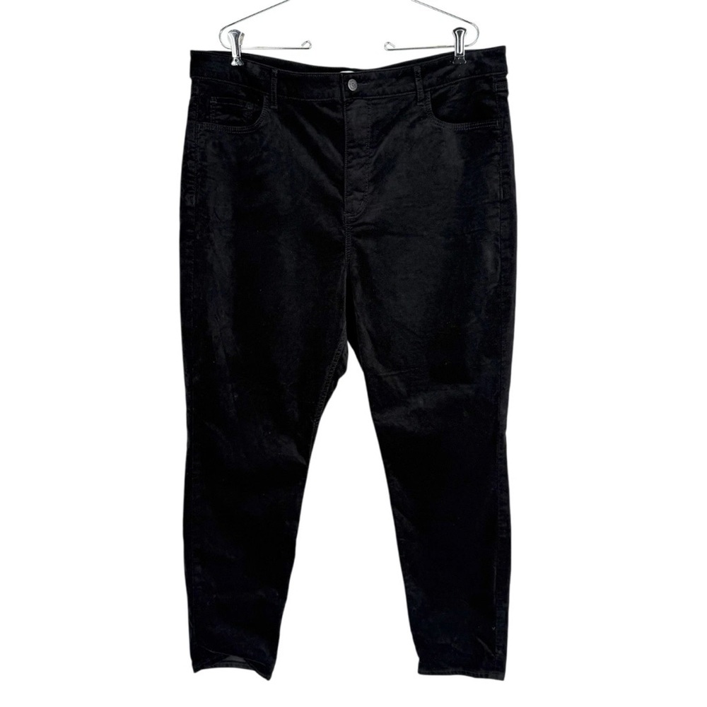 LOFT Velvet Pants Womens Size 18 Black Stretch Soft Cotton Blend 28.5in